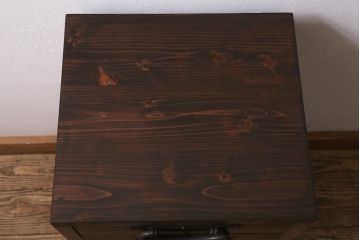 【オーダー注文・受注生産商品】ラフジュ工房オリジナル　古金具リメイク　前板栗材　ヒノキ材　サイドチェストにも使える便利な小引き出し(小物収納、サイドチェスト)