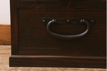 【オーダー注文・受注生産商品】ラフジュ工房オリジナル　古金具リメイク　前板栗材　ヒノキ材　サイドチェストにも使える便利な小引き出し(小物収納、サイドチェスト)
