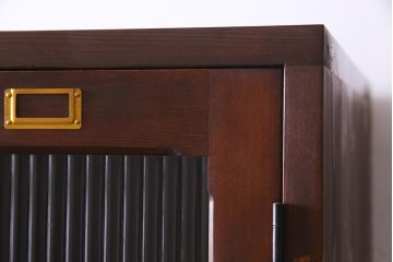 【オーダー注文・受注生産商品】ラフジュ工房オリジナル　ヒノキ無垢材・ヒバ材　モールガラス入り　レトロな趣漂う3人用ロッカー(ワードローブ、収納棚、戸棚)