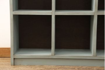 【オーダー注文・受注生産商品】ラフジュ工房オリジナル　アンティーク風ペイント家具　ヒノキ材　くすみがかった色味がおしゃれなマス目棚(飾り棚、収納棚、本棚、オープンラック)