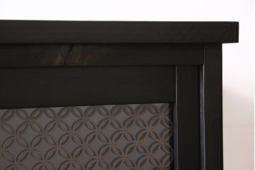 【オーダー注文・受注生産商品】ラフジュ工房オリジナル　レーザー組子入り　ペイント　七宝文様が上品な和の趣を感じさせるガラス戸棚(書院戸、収納棚、キャビネット、食器棚)