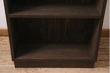 【オーダー注文・受注生産商品】ラフジュ工房オリジナル　無垢材使用　シンプルで使い勝手の良いレトロな薄型ブックシェルフ(収納棚、本棚、ウッドシェルフ)
