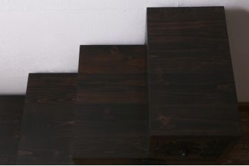 【オーダー注文・受注生産商品】ラフジュ工房オリジナル　古金具リメイク　巾着金具　4段階段箪笥(階段タンス、和たんす、引き出し)