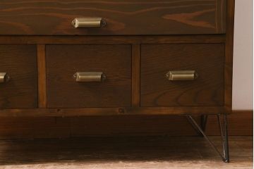 【オーダー注文・受注生産商品】ラフジュ工房オリジナル　古材リメイク　鉄脚　パタパタ扉がレトロな下駄箱(収納棚、キャビネット、引き出し)