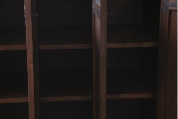 【オーダー注文・受注生産商品】ラフジュ工房オリジナル　ヒノキ無垢材・ヒバ材　結霜ガラス入り　レトロな佇まいが魅力的な3人用ロッカー(戸棚、収納棚、ワードローブ)