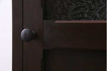 【オーダー注文・受注生産商品】ラフジュ工房オリジナル　ヒノキ無垢材・ヒバ材　結霜ガラス入り　レトロな佇まいが魅力的な3人用ロッカー(戸棚、収納棚、ワードローブ)