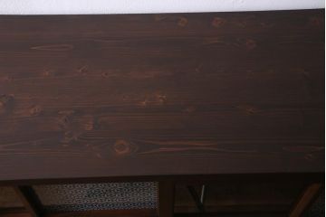 【オーダー注文・受注生産商品】ラフジュ工房オリジナル　引き出し付き　両面引き戸　レトロモダンな戸棚(キャビネット、収納棚)