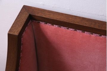 【オーダー注文・受注生産商品】ラフジュ工房オリジナル　大正ロマン　ピンクの座面が可愛らしいおしゃれな2人掛けソファ(ダイニングソファ、ラブソファ)