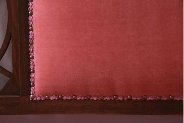 【オーダー注文・受注生産商品】ラフジュ工房オリジナル　大正ロマン　ピンクの座面が可愛らしいおしゃれな2人掛けソファ(ダイニングソファ、ラブソファ)