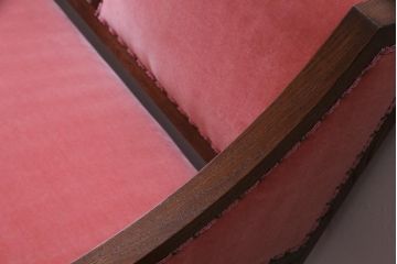 【オーダー注文・受注生産商品】ラフジュ工房オリジナル　大正ロマン　ピンクの座面が可愛らしいおしゃれな2人掛けソファ(ダイニングソファ、ラブソファ)