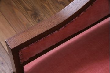 【オーダー注文・受注生産商品】ラフジュ工房オリジナル　大正ロマン　ピンクの座面が可愛らしいおしゃれな2人掛けソファ(ダイニングソファ、ラブソファ)