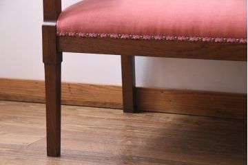【オーダー注文・受注生産商品】ラフジュ工房オリジナル　大正ロマン　ピンクの座面が可愛らしいおしゃれな2人掛けソファ(ダイニングソファ、ラブソファ)