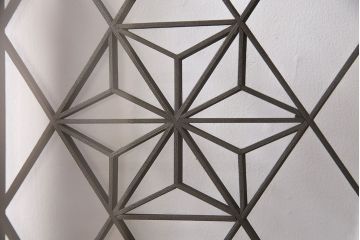 【オーダー注文・受注生産商品】ラフジュ工房オリジナル　胡麻・麻の葉文様の組子がおしゃれなガラス戸2枚セット(引き戸、建具)