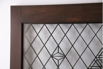 【オーダー注文・受注生産商品】ラフジュ工房オリジナル　胡麻・麻の葉文様の組子がおしゃれなガラス戸2枚セット(引き戸、建具)