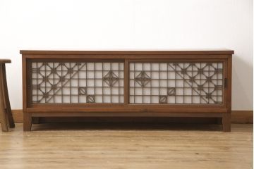 【オーダー注文・受注生産商品】ラフジュ工房オリジナル　レーザー組子入り　組子模様が和の風情漂わせるローボード(収納棚、キャビネット、テレビ台、テレビボード)