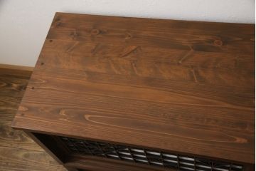 【オーダー注文・受注生産商品】ラフジュ工房オリジナル　レーザー組子入り　組子模様が和の風情漂わせるローボード(収納棚、キャビネット、テレビ台、テレビボード)