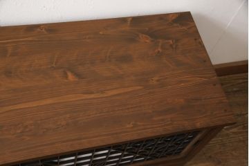 【オーダー注文・受注生産商品】ラフジュ工房オリジナル　レーザー組子入り　組子模様が和の風情漂わせるローボード(収納棚、キャビネット、テレビ台、テレビボード)
