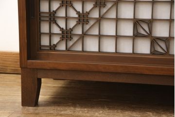 【オーダー注文・受注生産商品】ラフジュ工房オリジナル　レーザー組子入り　組子模様が和の風情漂わせるローボード(収納棚、キャビネット、テレビ台、テレビボード)