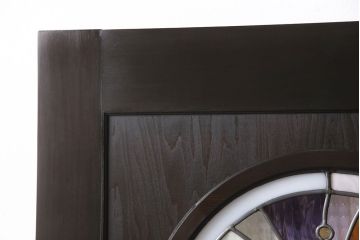 【オーダー注文・受注生産商品】ラフジュ工房オリジナル　丸いステンドグラスが目を惹くクラシカルな雰囲気の引き戸2枚セット(玄関戸、引き違い戸、建具、板戸)