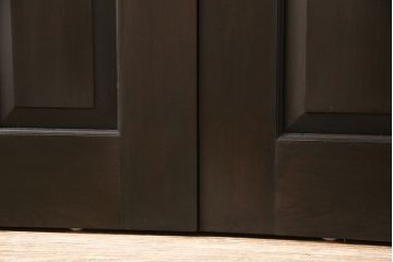 【オーダー注文・受注生産商品】ラフジュ工房オリジナル　丸いステンドグラスが目を惹くクラシカルな雰囲気の引き戸2枚セット(玄関戸、引き違い戸、建具、板戸)