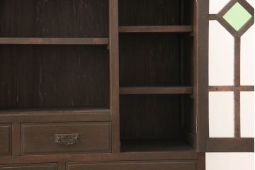 【オーダー注文・受注生産商品】ラフジュ工房オリジナル　大正ロマンな佇まいが魅力的な収納棚(戸棚、サイドキャビネット、食器棚、ブックケース)