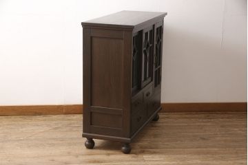 【オーダー注文・受注生産商品】ラフジュ工房オリジナル　大正ロマンな佇まいが魅力的な収納棚(戸棚、サイドキャビネット、食器棚、ブックケース)