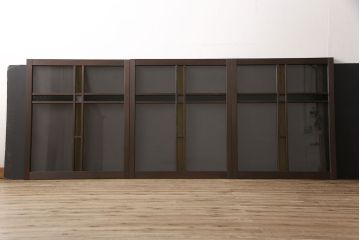 【オーダー注文・受注生産商品】ラフジュ工房オリジナル　大正ロマン風のレトロな雰囲気漂うガラス窓3枚セット(引き戸、ガラス戸、建具)