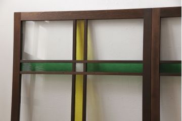 【オーダー注文・受注生産商品】ラフジュ工房オリジナル　大正ロマン風のレトロな雰囲気漂うガラス窓3枚セット(引き戸、ガラス戸、建具)