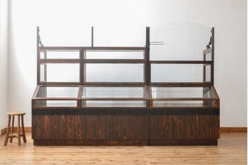 【オーダー注文・受注生産商品】ラフジュ工房オリジナル　異素材の組み合わせがお洒落で格好いい大型ショーケース(ガラスケース、陳列棚、飾り棚、店舗什器)