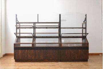 【オーダー注文・受注生産商品】ラフジュ工房オリジナル　異素材の組み合わせがお洒落で格好いい大型ショーケース(ガラスケース、陳列棚、飾り棚、店舗什器)