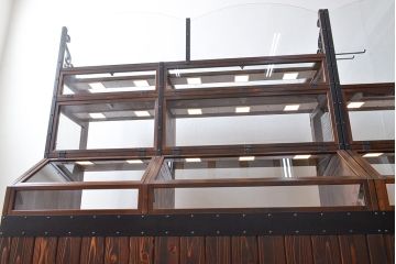 【オーダー注文・受注生産商品】ラフジュ工房オリジナル　異素材の組み合わせがお洒落で格好いい大型ショーケース(ガラスケース、陳列棚、飾り棚、店舗什器)