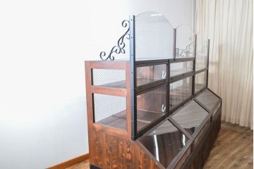 【オーダー注文・受注生産商品】ラフジュ工房オリジナル　異素材の組み合わせがお洒落で格好いい大型ショーケース(ガラスケース、陳列棚、飾り棚、店舗什器)