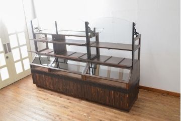 【オーダー注文・受注生産商品】ラフジュ工房オリジナル　異素材の組み合わせがお洒落で格好いい大型ショーケース(ガラスケース、陳列棚、飾り棚、店舗什器)
