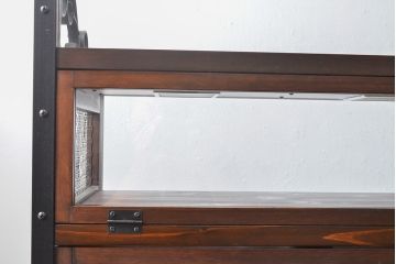 【オーダー注文・受注生産商品】ラフジュ工房オリジナル　異素材の組み合わせがお洒落で格好いい大型ショーケース(ガラスケース、陳列棚、飾り棚、店舗什器)