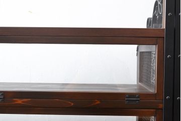 【オーダー注文・受注生産商品】ラフジュ工房オリジナル　異素材の組み合わせがお洒落で格好いい大型ショーケース(ガラスケース、陳列棚、飾り棚、店舗什器)