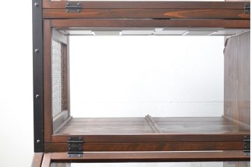 【オーダー注文・受注生産商品】ラフジュ工房オリジナル　異素材の組み合わせがお洒落で格好いい大型ショーケース(ガラスケース、陳列棚、飾り棚、店舗什器)