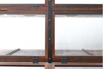 【オーダー注文・受注生産商品】ラフジュ工房オリジナル　異素材の組み合わせがお洒落で格好いい大型ショーケース(ガラスケース、陳列棚、飾り棚、店舗什器)