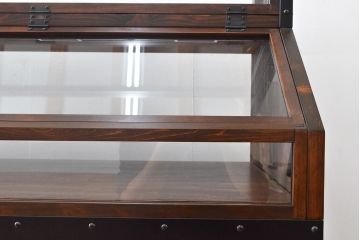【オーダー注文・受注生産商品】ラフジュ工房オリジナル　異素材の組み合わせがお洒落で格好いい大型ショーケース(ガラスケース、陳列棚、飾り棚、店舗什器)