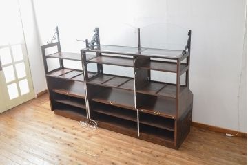 【オーダー注文・受注生産商品】ラフジュ工房オリジナル　異素材の組み合わせがお洒落で格好いい大型ショーケース(ガラスケース、陳列棚、飾り棚、店舗什器)