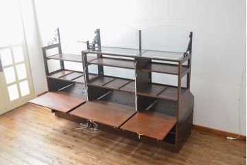 【オーダー注文・受注生産商品】ラフジュ工房オリジナル　異素材の組み合わせがお洒落で格好いい大型ショーケース(ガラスケース、陳列棚、飾り棚、店舗什器)