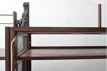 【オーダー注文・受注生産商品】ラフジュ工房オリジナル　異素材の組み合わせがお洒落で格好いい大型ショーケース(ガラスケース、陳列棚、飾り棚、店舗什器)