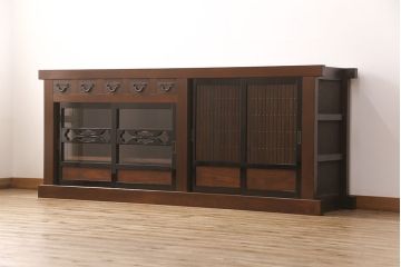 【オーダー注文・受注生産商品】ラフジュ工房オリジナル　特大サイズ!上質な和の空間を演出する7尺水屋箪笥(サイドボード、サイドキャビネット、収納棚、戸棚、カウンター。食器棚)