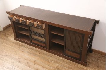 【オーダー注文・受注生産商品】ラフジュ工房オリジナル　特大サイズ!上質な和の空間を演出する7尺水屋箪笥(サイドボード、サイドキャビネット、収納棚、戸棚、カウンター。食器棚)