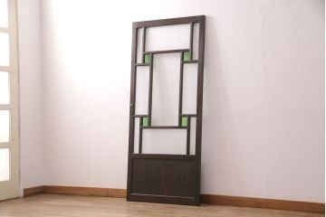 【オーダー注文・受注生産商品】ラフジュ工房オリジナル　大正ロマン風のレトロな雰囲気漂うガラスドア1枚(ガラス扉、建具)
