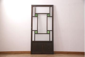 【オーダー注文・受注生産商品】ラフジュ工房オリジナル　大正ロマン風のレトロな雰囲気漂うガラスドア1枚(ガラス扉、建具)