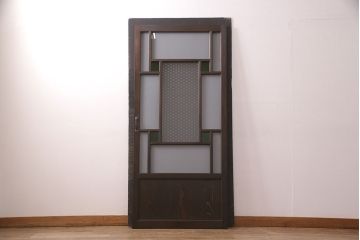 【オーダー注文・受注生産商品】ラフジュ工房オリジナル　大正ロマン風のレトロな雰囲気漂うガラスドア1枚(ガラス扉、建具)