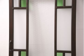 【オーダー注文・受注生産商品】ラフジュ工房オリジナル　大正ロマン風のレトロな雰囲気漂うガラスドア1枚(ガラス扉、建具)