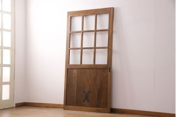 【オーダー注文・受注生産商品】ラフジュ工房オリジナル　オリジナルガラス入り　レトロとモダンが調和する蔵戸1枚(ガラス戸、玄関戸、引き戸、格子戸、建具)