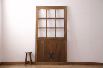 【オーダー注文・受注生産商品】ラフジュ工房オリジナル　オリジナルガラス入り　レトロとモダンが調和する蔵戸1枚(ガラス戸、玄関戸、引き戸、格子戸、建具)