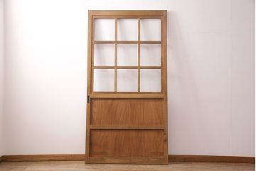【オーダー注文・受注生産商品】ラフジュ工房オリジナル　オリジナルガラス入り　レトロとモダンが調和する蔵戸1枚(ガラス戸、玄関戸、引き戸、格子戸、建具)